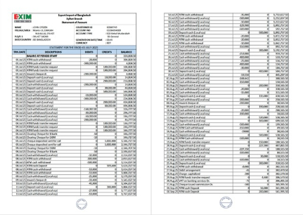 Download Bangladesh Exim bank statement of account word